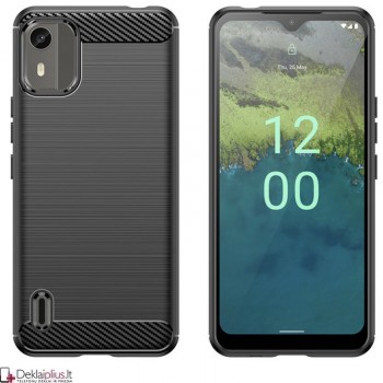 Carbon guminis dėklas - juodas (Nokia C12)